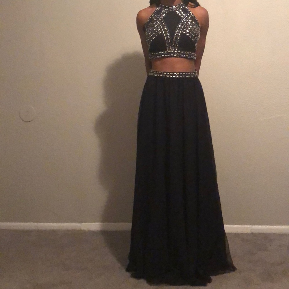All black prom dress two piece